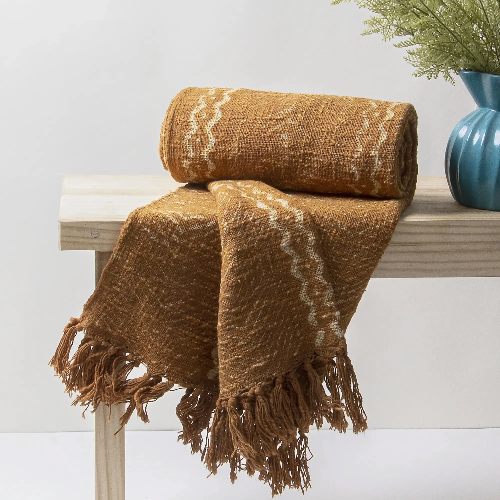 Stunning Brown Hand Block Printed Cotton Throw Blankets for Travel