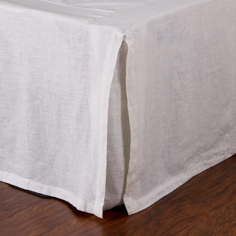 Pleated Linen Bedskirt in White