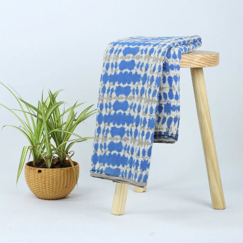 Modern Blue Hand Block Cotton Fabric Cloth for Kimono